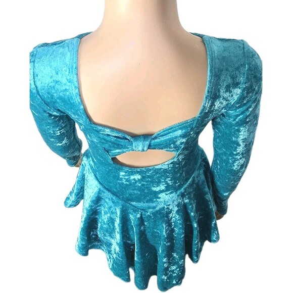 Gilda Marx VTG Bow Keyhole Crushed Velvet Dance Skate Dress Leotard Kids 4/6 - Picture 9 of 16